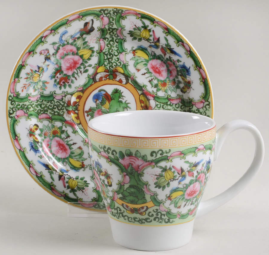 Famille Rose Flat Cup & Saucer Set by Williams-Sonoma-1