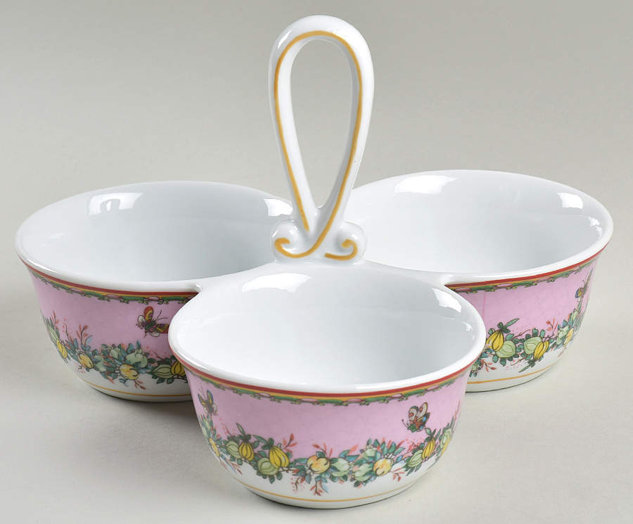 Famille Rose 3 Part Condiment Server W/Center Handle by Williams-Sonoma-1