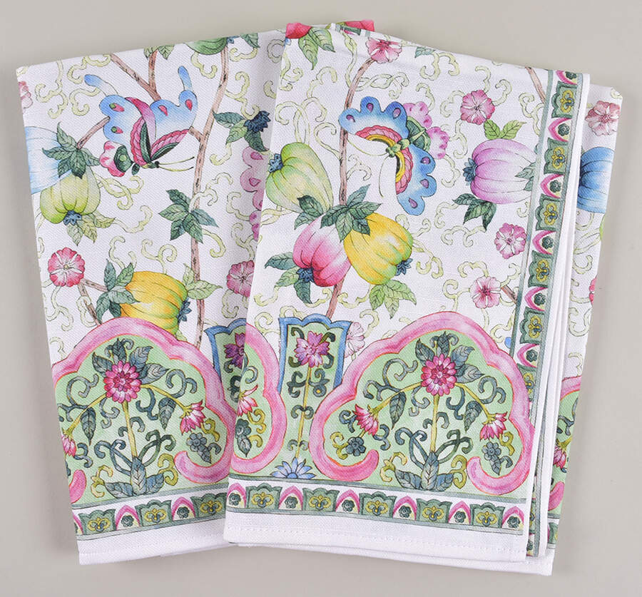 Famille Rose Cloth Dish Towel - Set of 2 by Williams-Sonoma-1