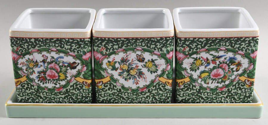 Famille Rose (3 Pots,1 Tray) Herb Pots & Tray by Williams-Sonoma-1