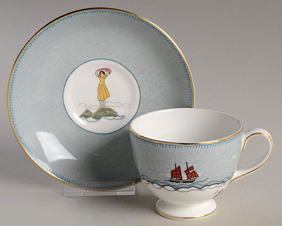 Sailor's Farewell Footed Cup & Saucer Set by Wedgwood-1