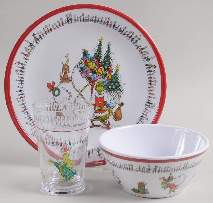 The Grinch (3 Pc)Melamine Child's Set(Plate,Bowl,Plastic Cup) by Williams-Sonoma-1