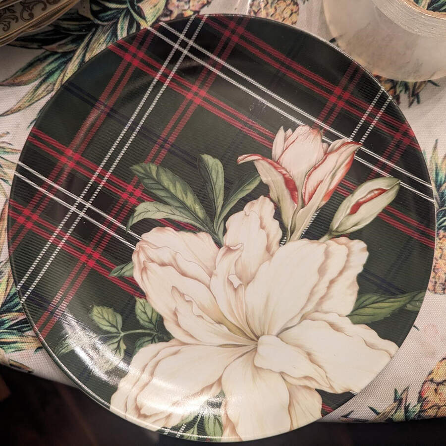 Green Botanical Plaid Salad Plate by Williams-Sonoma-1