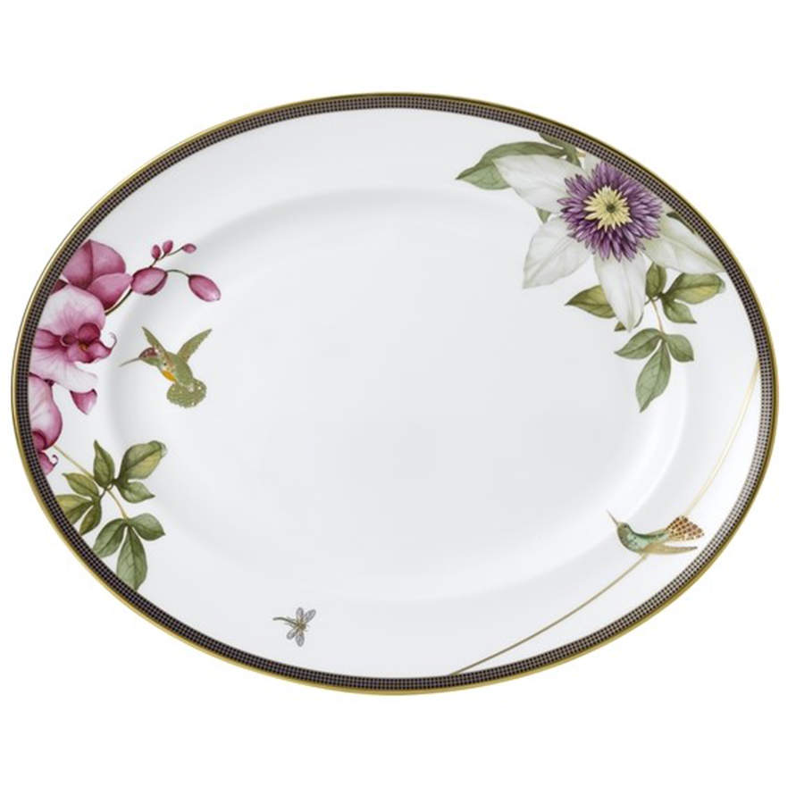 Hummingbird White 13" Oval Serving Platter by Wedgwood-1
