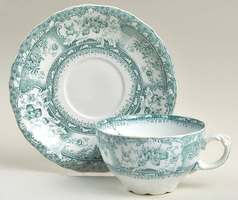 Phoebe Green Flat Cup & Saucer Set by Wedgwood-1