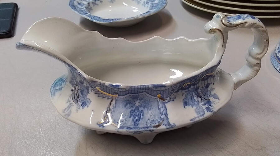 Raleigh Blue Gold Accent Gravy Boat by Wedgwood-1