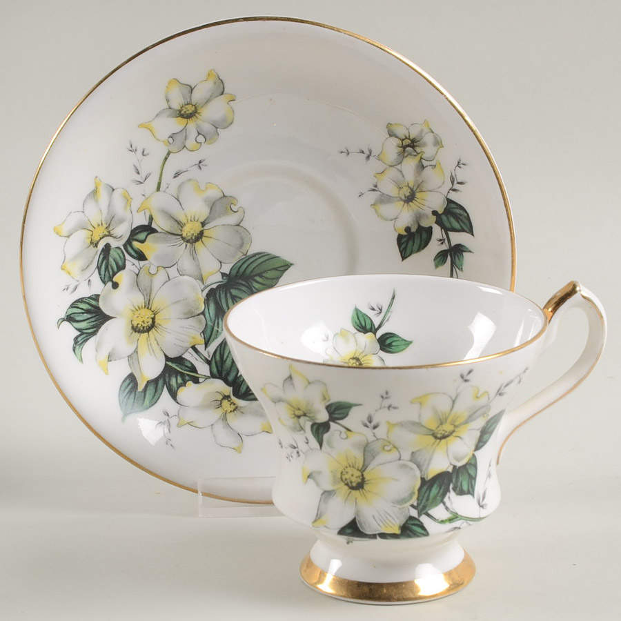 Dogwood Footed Cup & Saucer Set by Windsor (England)-1