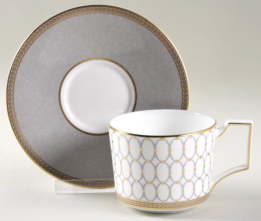 Renaissance Grey Flat Cup & Saucer Set by Wedgwood-1