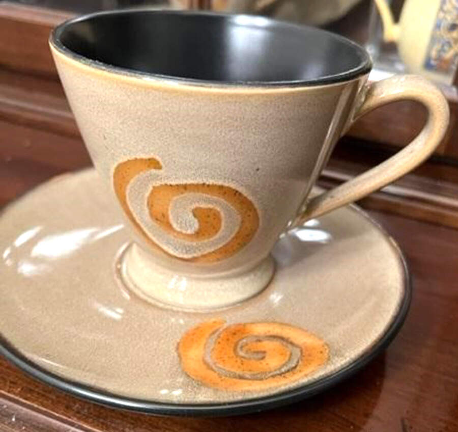Tara Collection Footed Cup & Saucer Set by Watervale-1