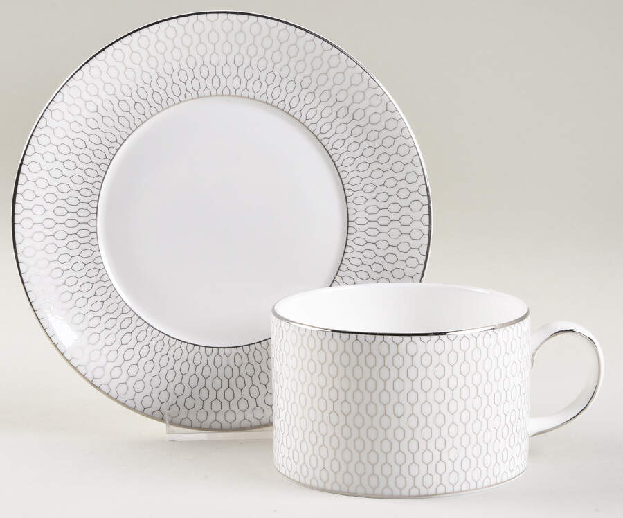Gio Platinum Flat Cup & Saucer Set by Wedgwood-1