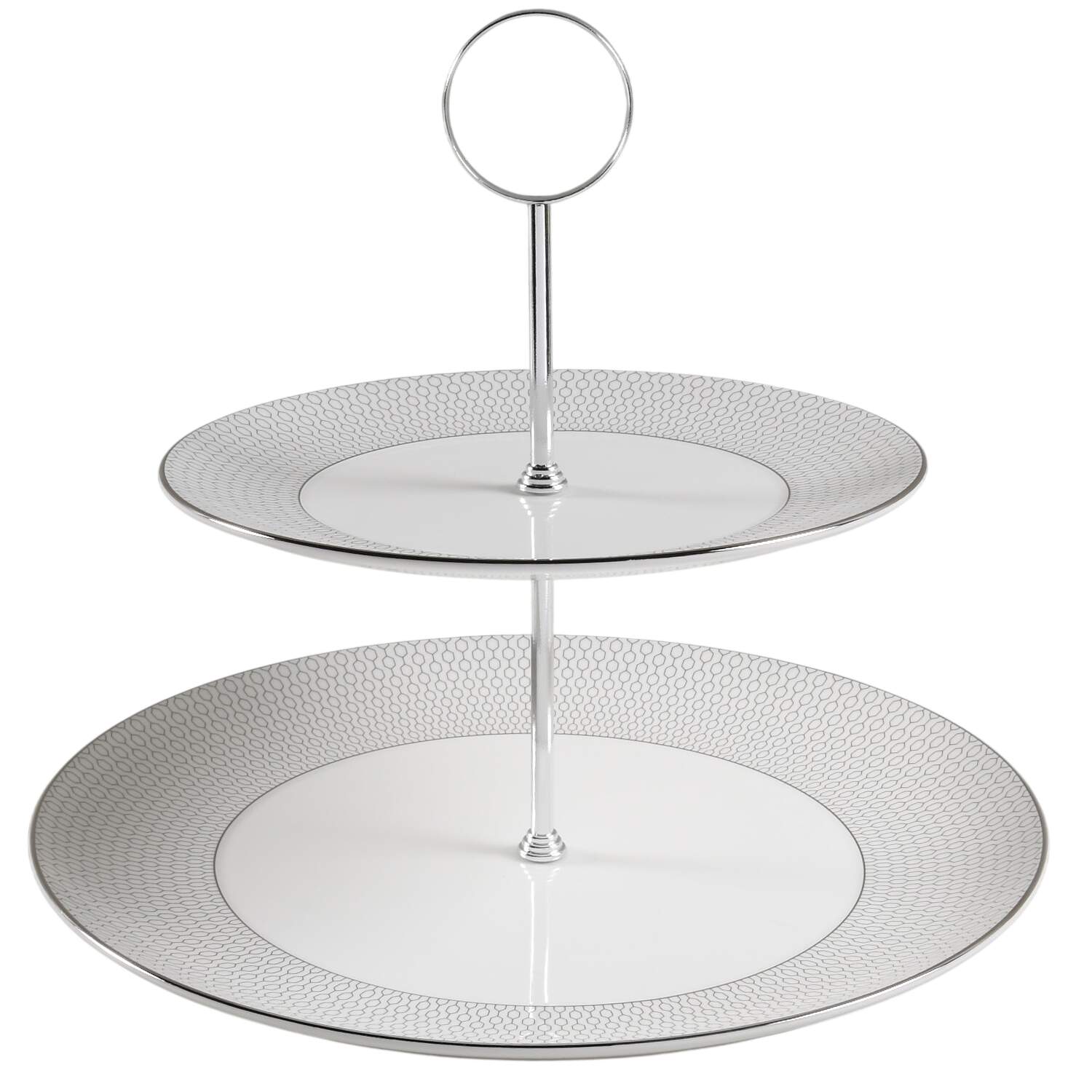 Gio Platinum 2 Tiered Serving Tray (Dinner & Salad Plate) by Wedgwood-1