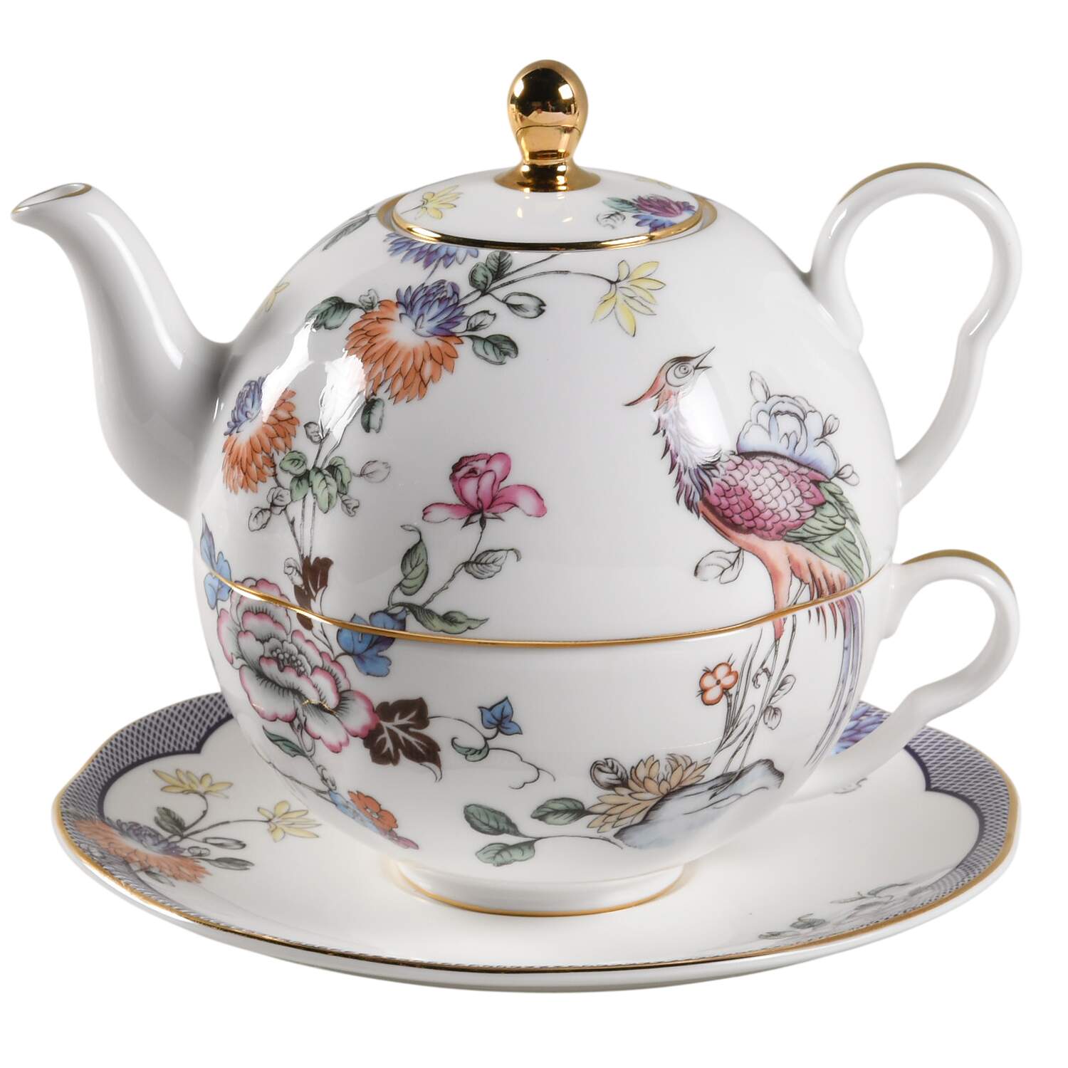 Fortune Tea for One (Stacking Teapot w/Cup & Saucer) by Wedgwood-1