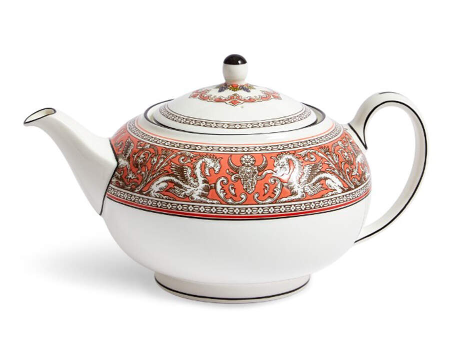 Florentine Salmon Teapot & Lid by Wedgwood-1