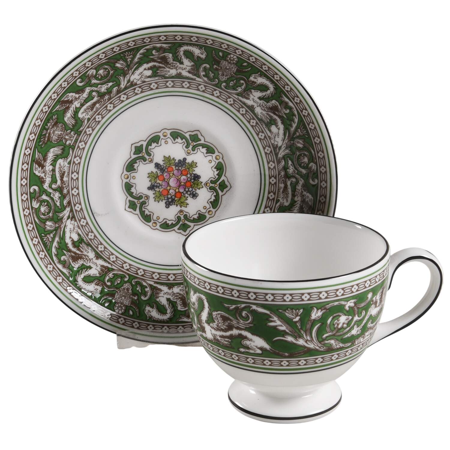 Florentine Verde Footed Cup & Saucer Set by Wedgwood-1