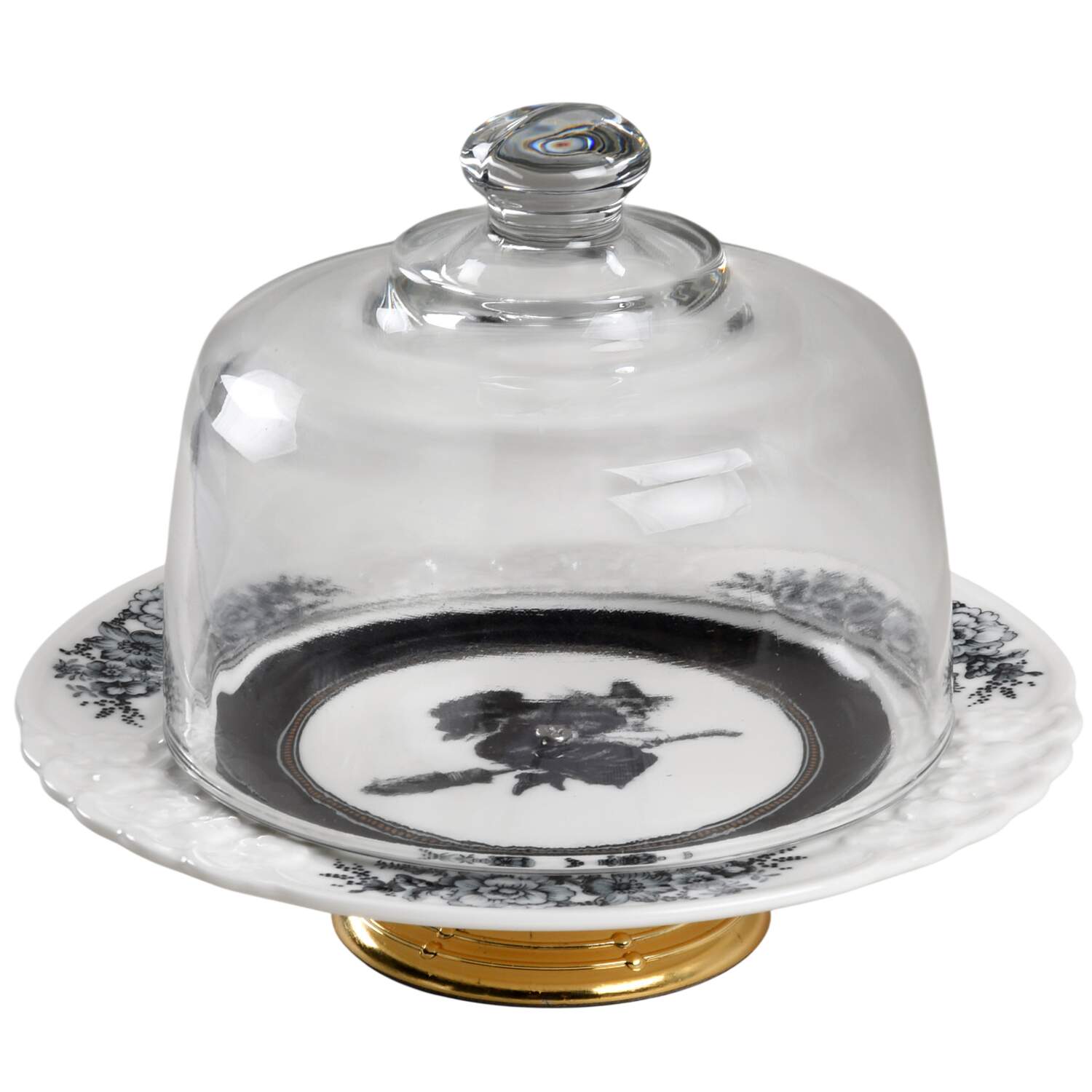 Spooky Soiree 6 1/2"-7 1/2" Footed Cheese Plate w/ Glass Dome HC by Williams-Sonoma-1