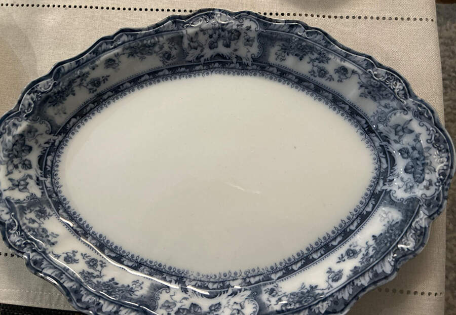 Phoebe Blue (No Go Accent, No Trim) 13" Oval Serving Platter by Wedgwood-1