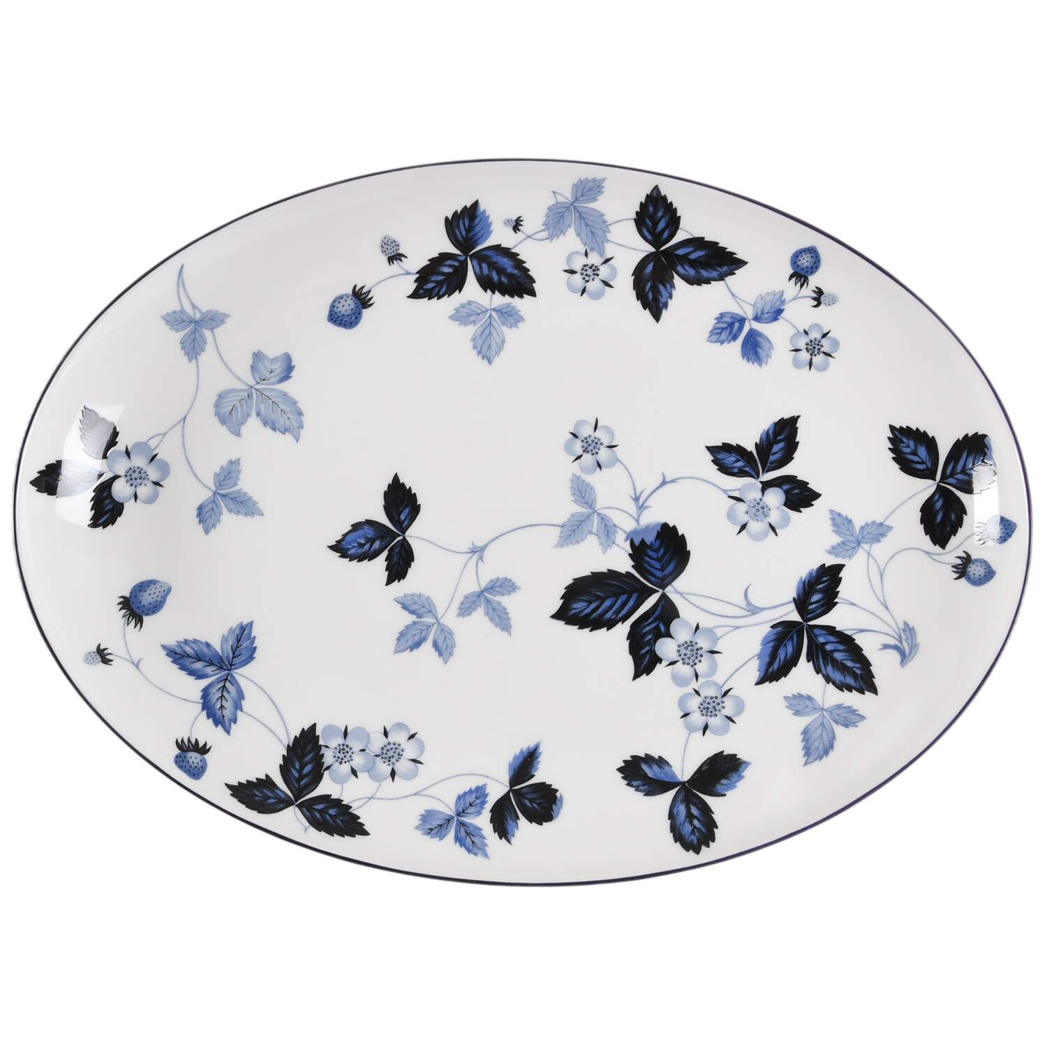 Wild Strawberry-Inky Blue 11" Oval Serving Platter by Wedgwood-1