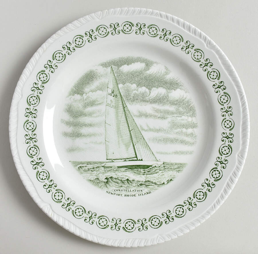 New England Green Dinner Plate by Wood & Sons-1