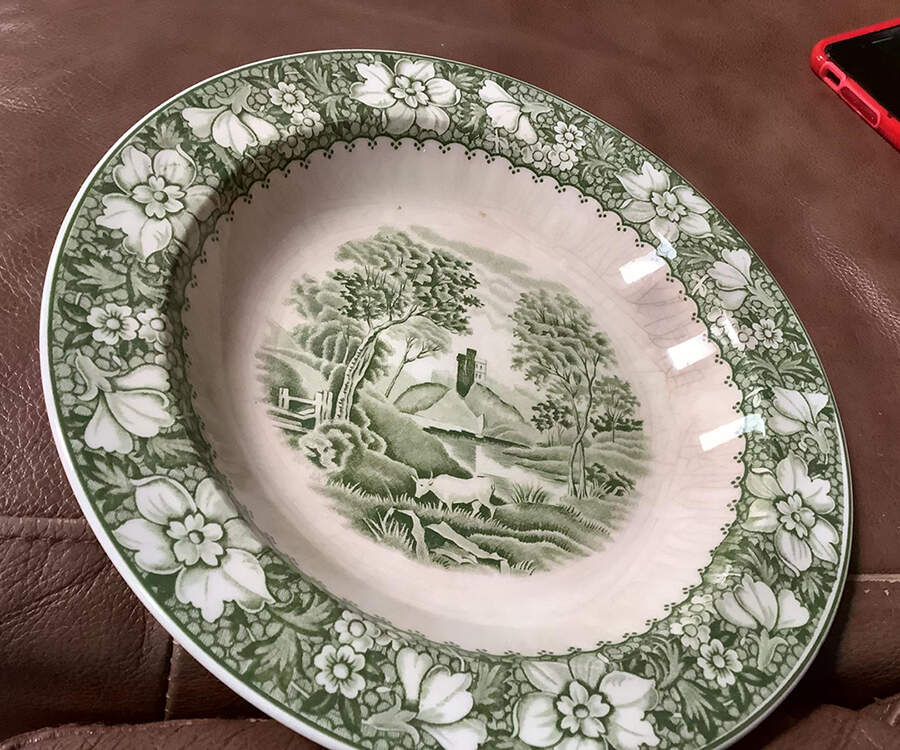 Colonial Green Large Rim Soup Bowl by Wood & Sons-1