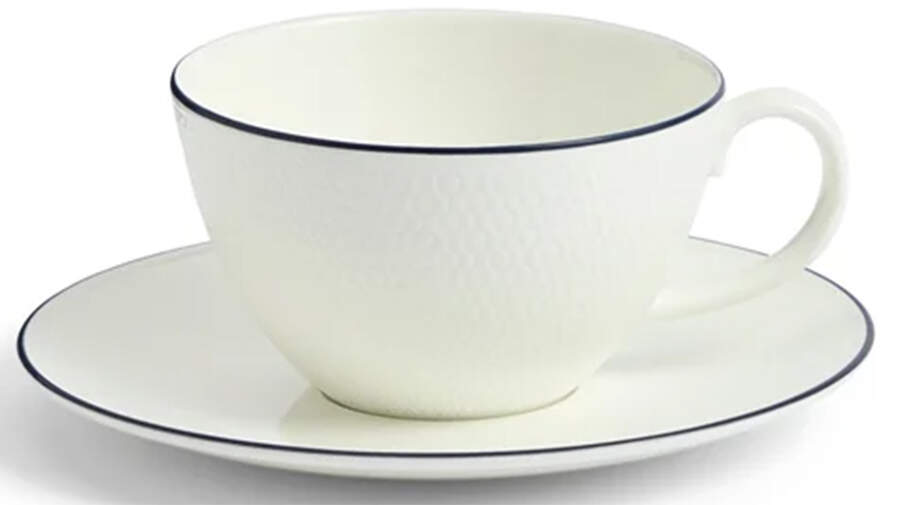 Gio-Blue Line Flat Cup & Saucer Set by Wedgwood-1
