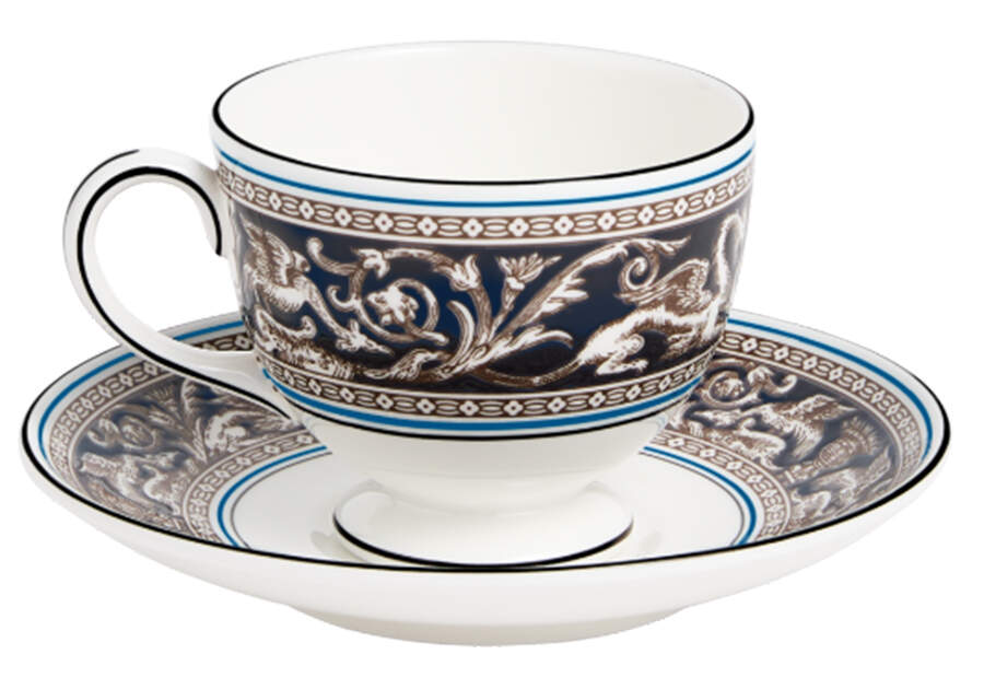 Florentine Navy Footed Cup & Saucer Set by Wedgwood-1