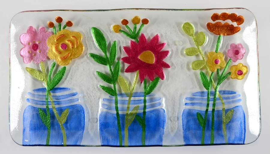 Giftware Q  Mason Jar / Flowers Platter by Silvestri-Demdaco-1