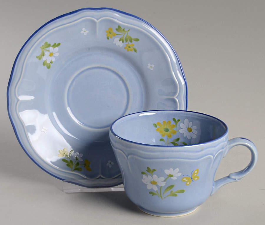 Auberge Blue Flat Cup & Saucer Set by Yamaka-1
