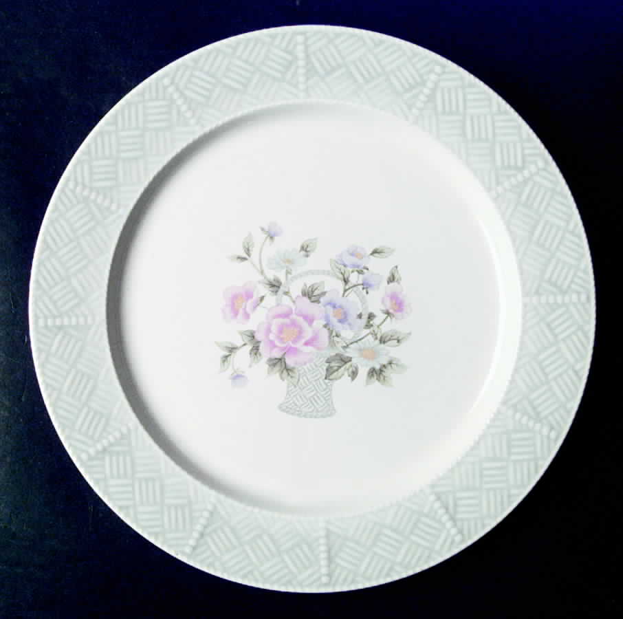 Bouquet Basket Gray Dinner Plate by Yamaka-1