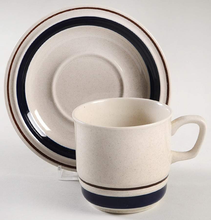 Chateau Cobalt Blue Flat Cup & Saucer Set by Yamaka-1
