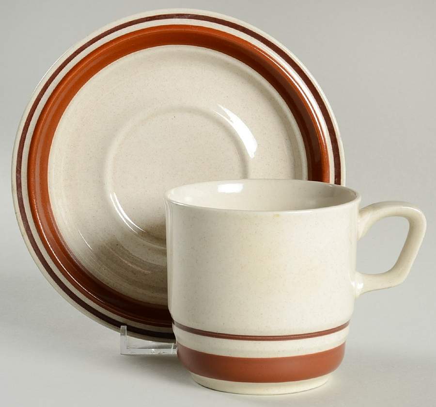 Chateau Sienna Brown Flat Cup & Saucer Set by Yamaka-1