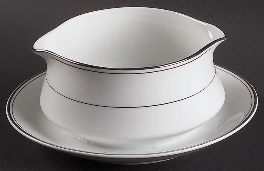 Crown Platino Gravy Boat with Attached Underplate by Yamaka-1