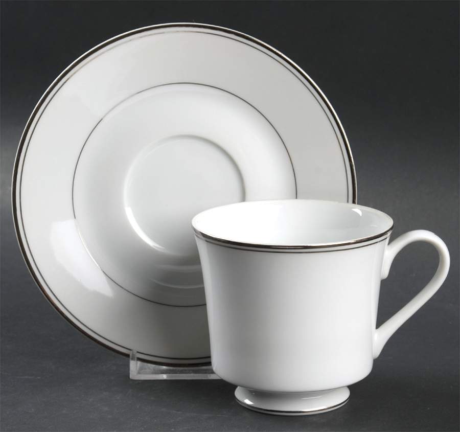 Crown Platino Footed Cup & Saucer Set by Yamaka-1