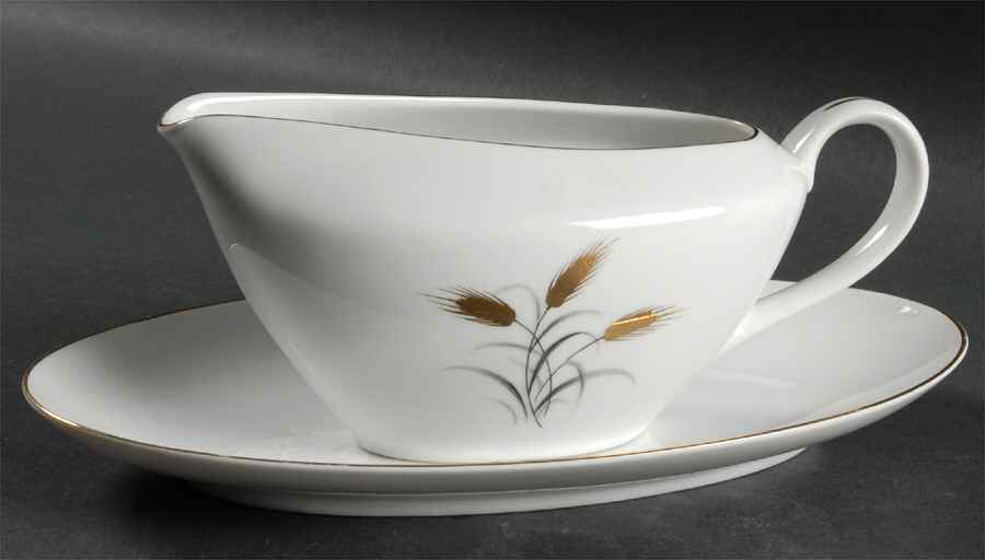 Golden Grain Gravy Boat & Underplate by Yamaka-1
