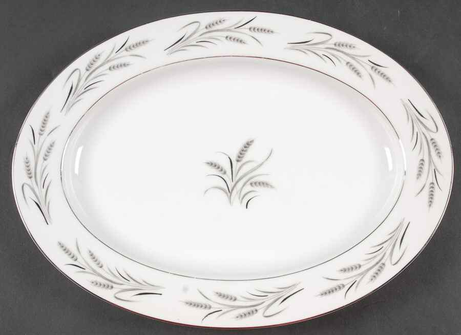 Platinum Wheat 12" Oval Serving Platter by Yamaka-1
