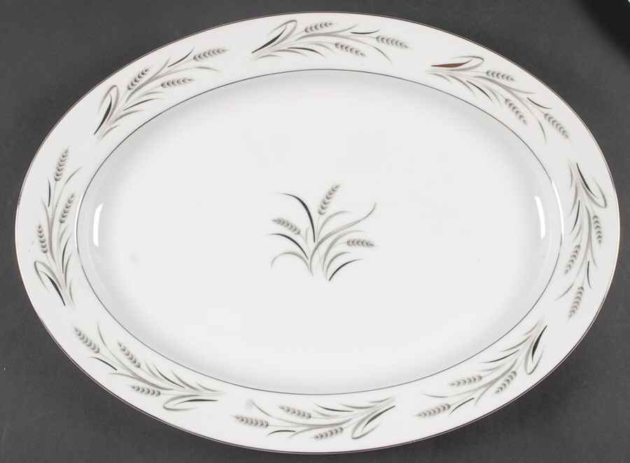 Platinum Wheat 16" Oval Serving Platter by Yamaka-1
