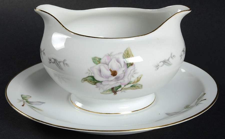 Rosalinda Round Gravy Boat/Attached Underplate by Yamaka-1