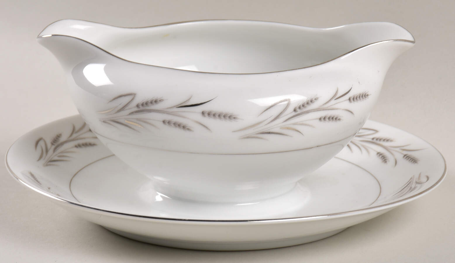 Sterling Wheat Gravy Boat with Attached Underplate by Yamaka-1