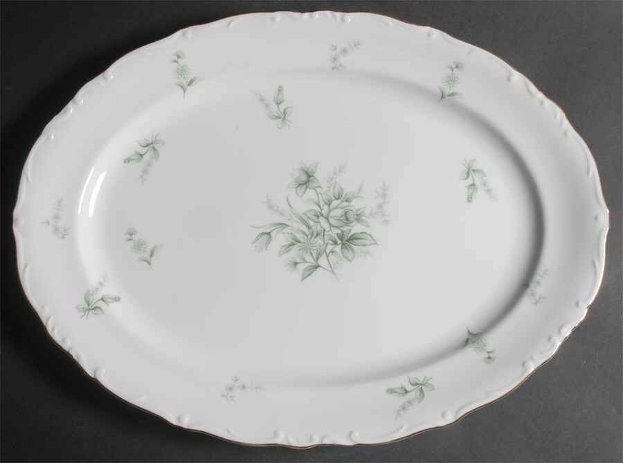 Jade Rose 16" Oval Serving Platter by Yamato-1
