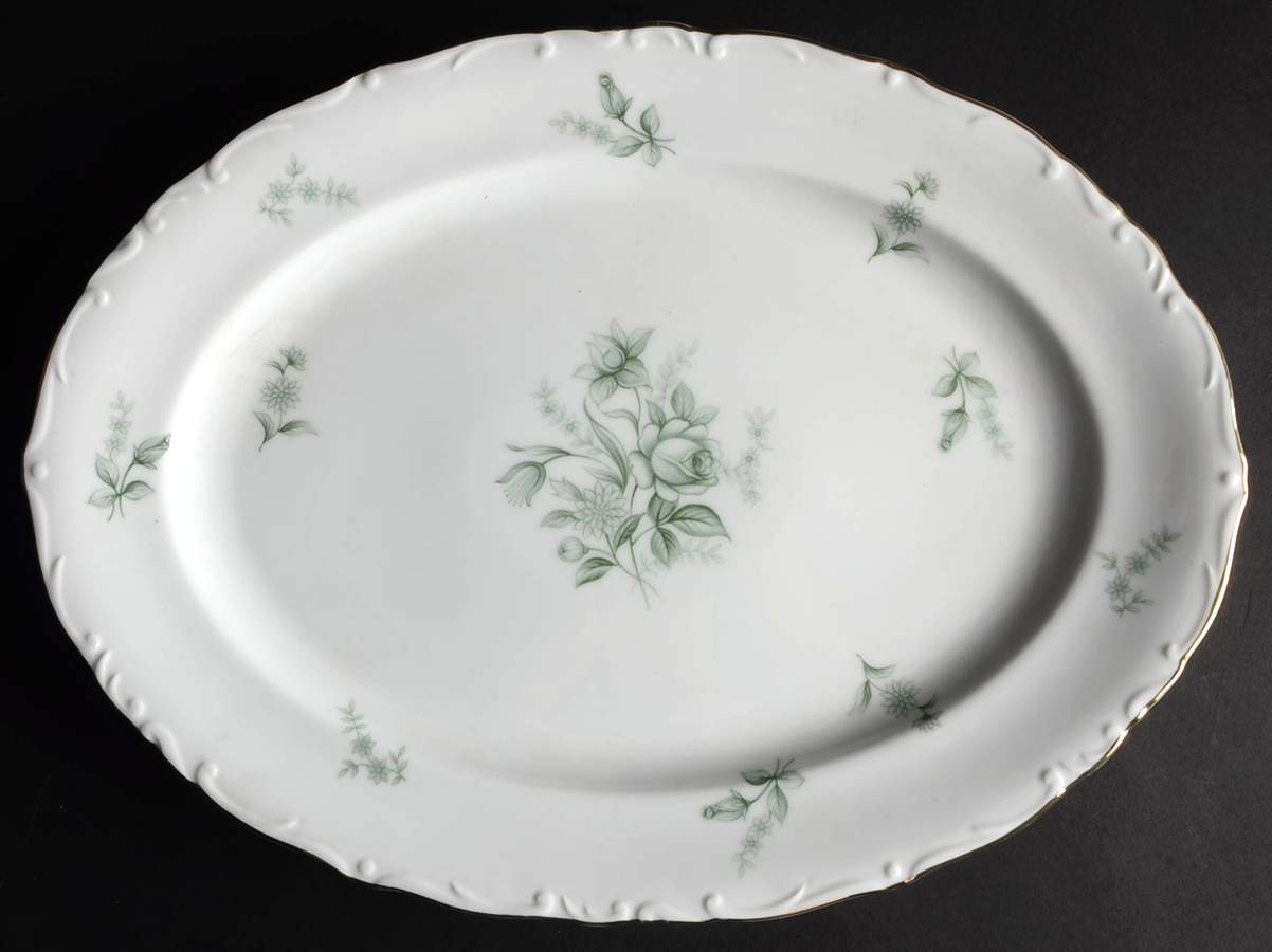 Jade Rose 14" Oval Serving Platter by Yamato-1
