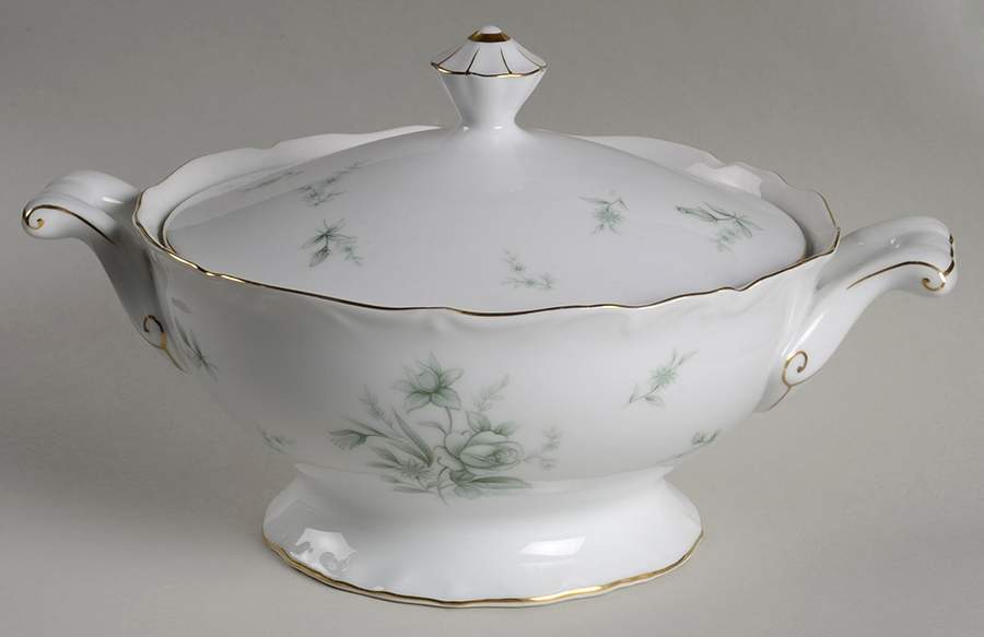 Jade Rose Round Covered Vegetable by Yamato-1