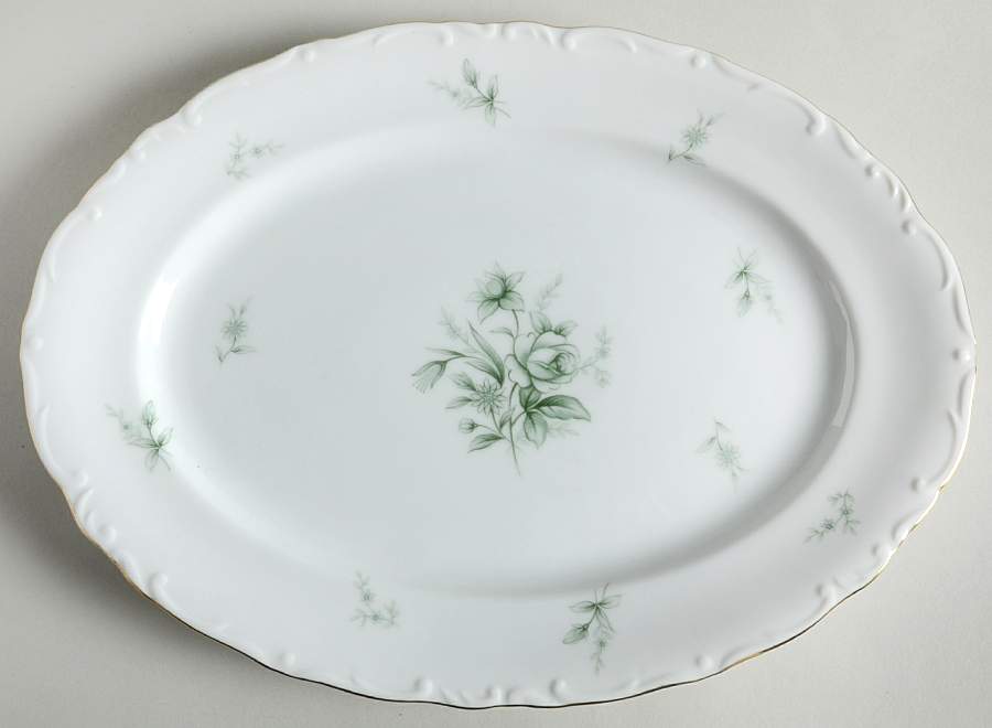Jade Rose 12" Oval Serving Platter by Yamato-1