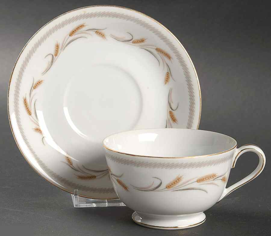 Winter Wheat Footed Cup & Saucer Set by Yamaka-1