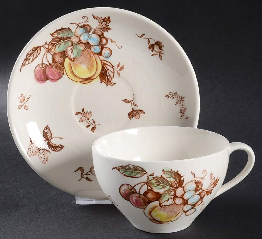 Fruit Fantasy Footed Cup & Saucer Set by Yamaju-1
