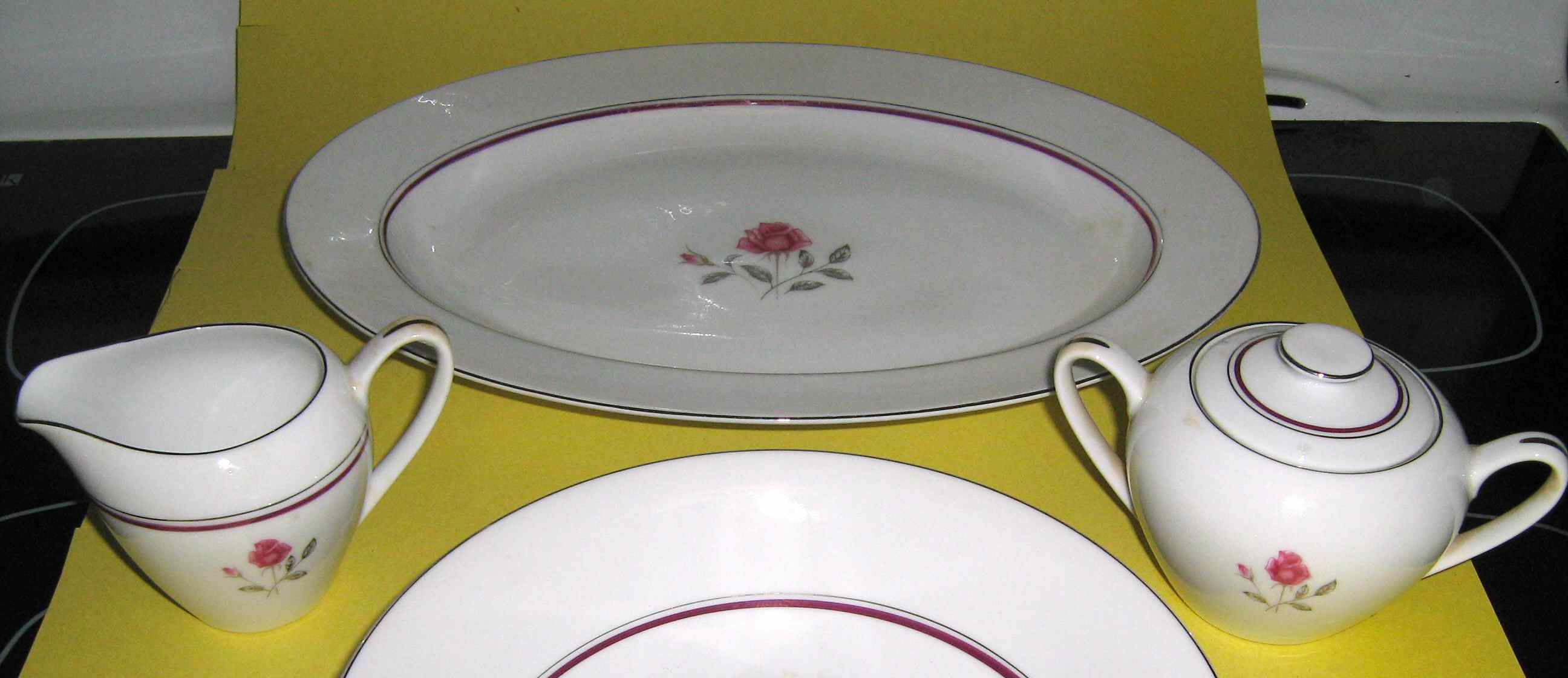 Wedding Rose 14" Oval Serving Platter by Yamaka-1