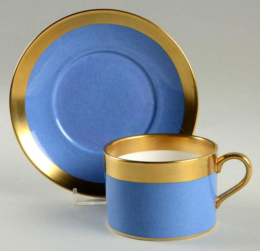 Avington Powder Blue Flat Cup & Saucer Set by William Yeoward-1