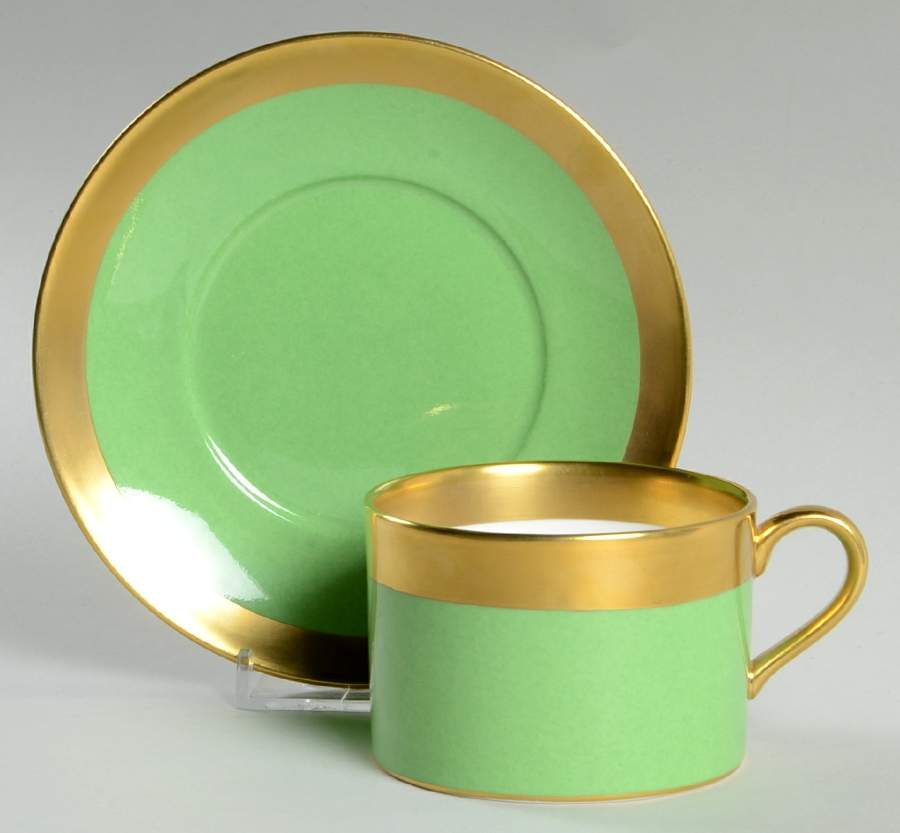 Avington Apple Green Flat Cup & Saucer Set by William Yeoward-1