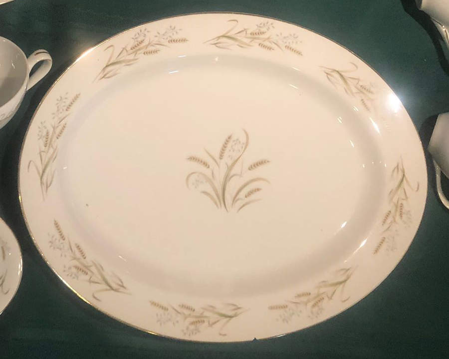 Wheat Bouquet 14" Oval Serving Platter by Yamaka-1