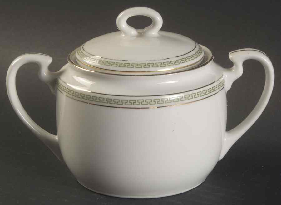 Athens (Green Key) Sugar Bowl & Lid by Z S & Co (Scherzer)-1