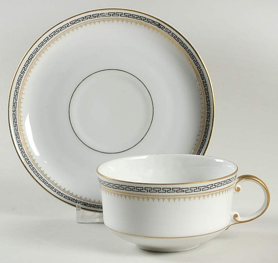 Athens (Black Key) Flat Cup & Saucer Set by Z S & Co (Scherzer)-1