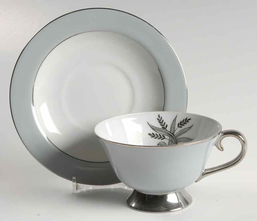 Silver Wheat Footed Cup & Saucer Set by Zylstra-1